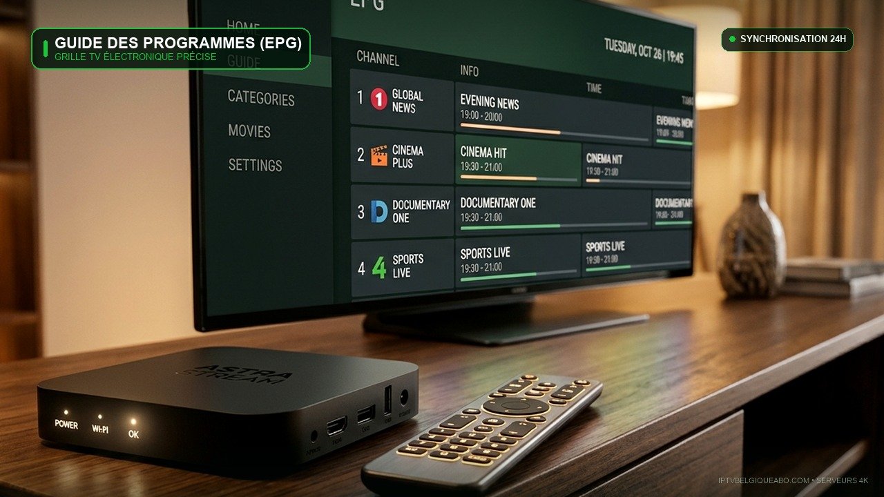 EPG IPTV en Belgique : Guide TV Électronique & Grille des Programmes (2026) - IPTV Belgique 4K